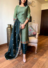 Emerald Elegance Cotton Suit Set