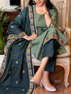 Emerald Elegance Cotton Suit Set