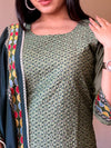Emerald Elegance Cotton Suit Set