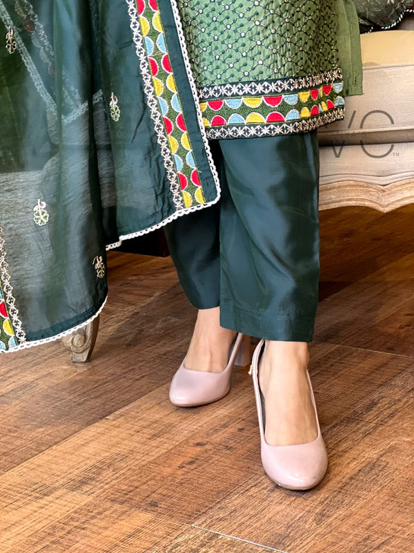 Emerald Elegance Cotton Suit Set
