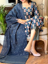 Midnight Mosaic Elegance β Cotton Kurta Set