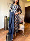 Midnight Mosaic Elegance β Cotton Kurta Set