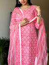 π "Gulaabi Grace" Pink Cotton Suit Set