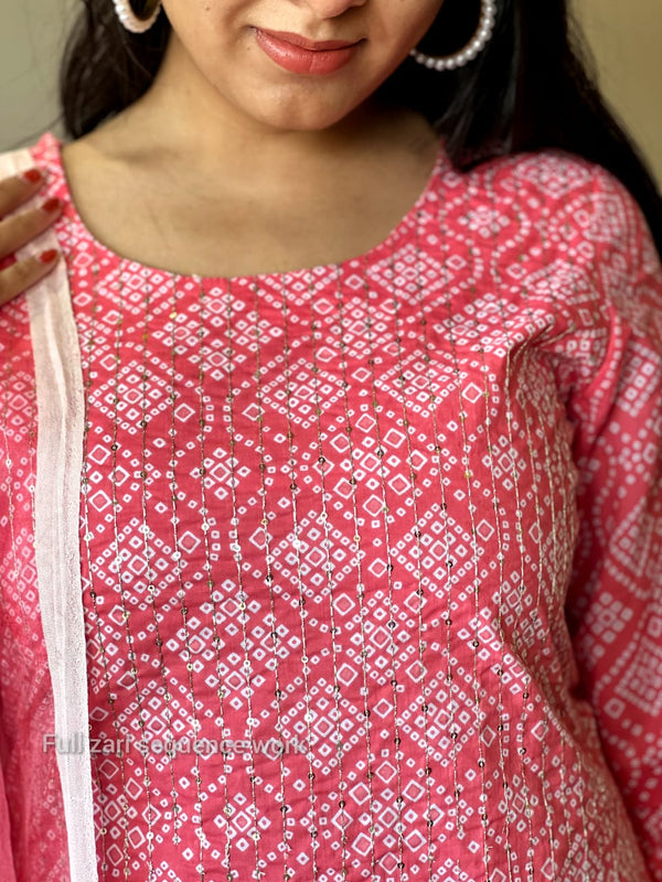 π "Gulaabi Grace" Pink Cotton Suit Set