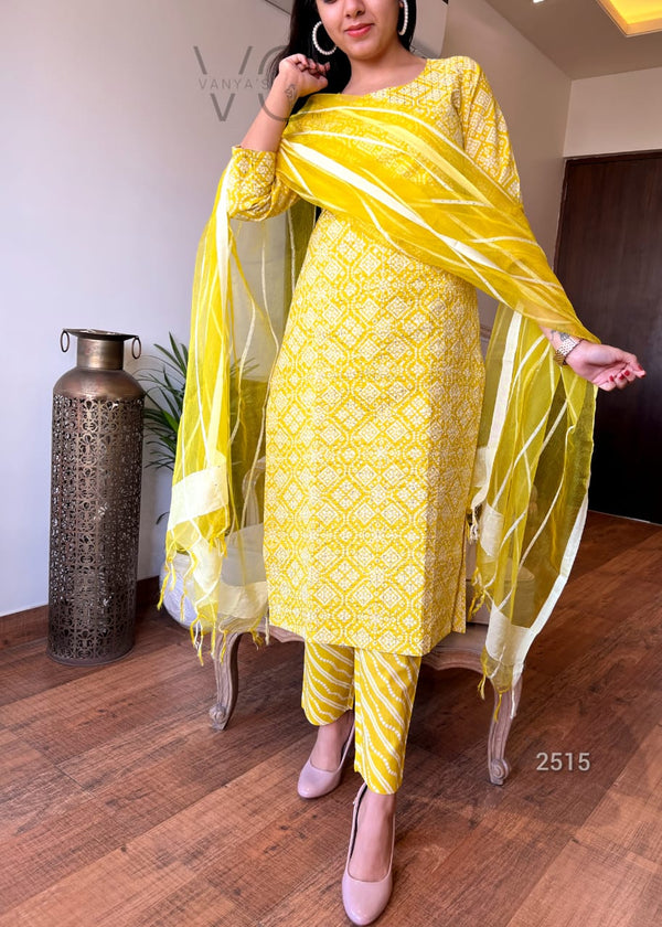 Sunlit Charm β Yellow Cotton Suit Set