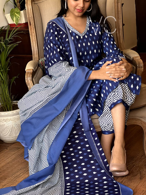 : Indigo Ikat Magic Kurta Set