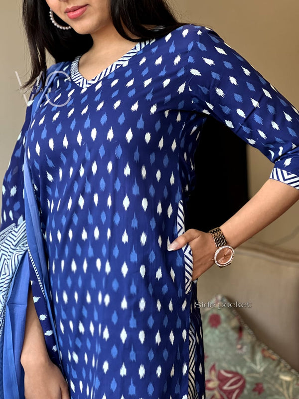 : Indigo Ikat Magic Kurta Set
