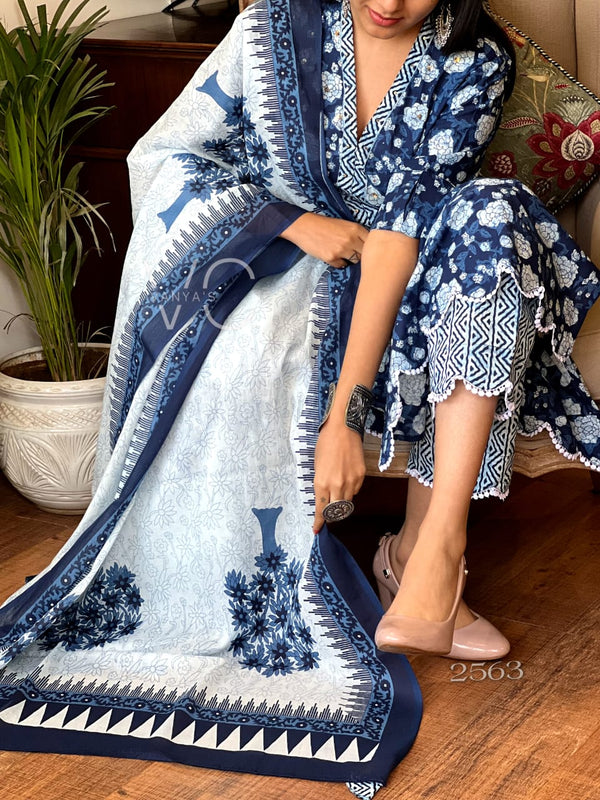 Indigo Bloom Cotton Suit Set