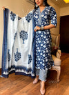 Indigo Bloom Cotton Suit Set