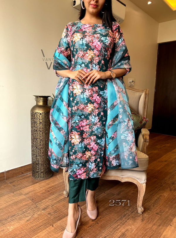 Mystic Bloom β Teal Floral Suit Set