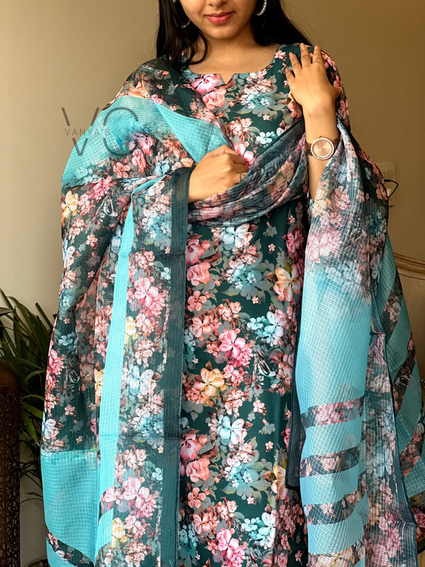 Mystic Bloom β Teal Floral Suit Set