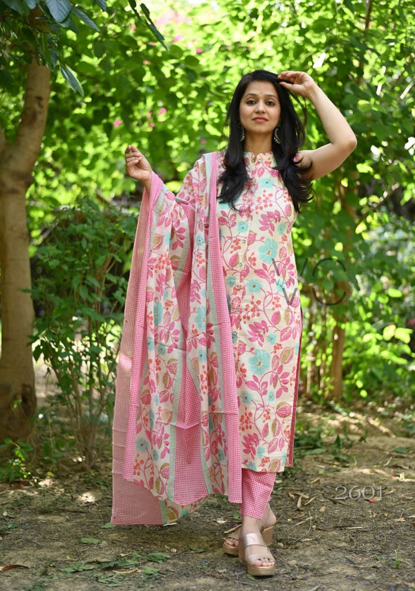 πΈ Name: Blush Breeze Cotton Kurta Set