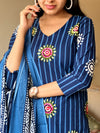Indigo Blossom Stripe Suit Set