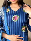 Indigo Blossom Stripe Suit Set