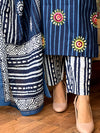 Indigo Blossom Stripe Suit Set