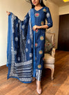 Indigo Blossom Stripe Suit Set