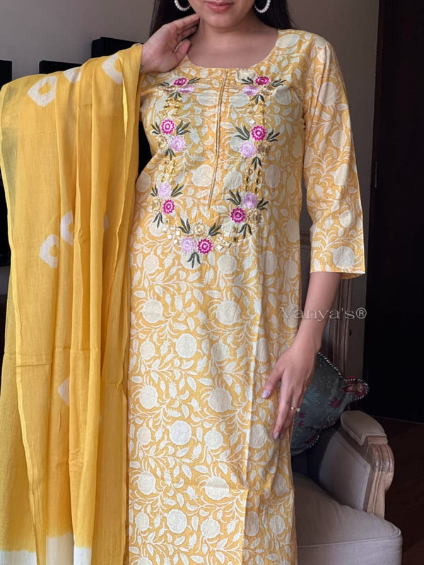 πΌ Sunshine Bloom Printed Cotton Suit Set