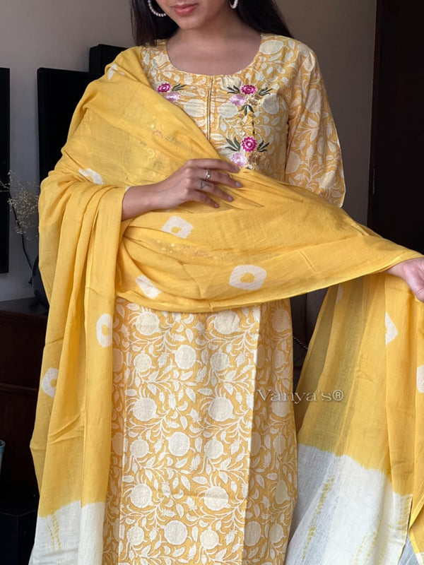 πΌ Sunshine Bloom Printed Cotton Suit Set