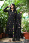 Midnight Petal Embroidered Set
