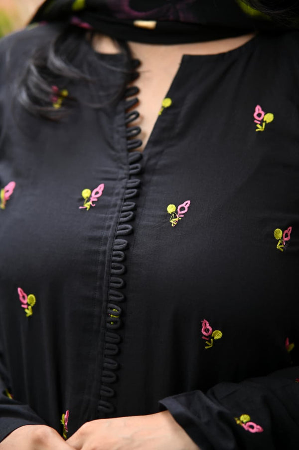 Midnight Petal Embroidered Set