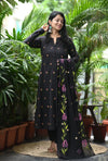 Midnight Petal Embroidered Set