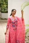 Blossom Peach Jamdani Cotton Suit Set