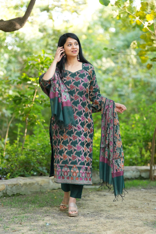 ✨Rajeshwari Premium Banarasi Weaving Suit Set with Dupatta-With mul lining