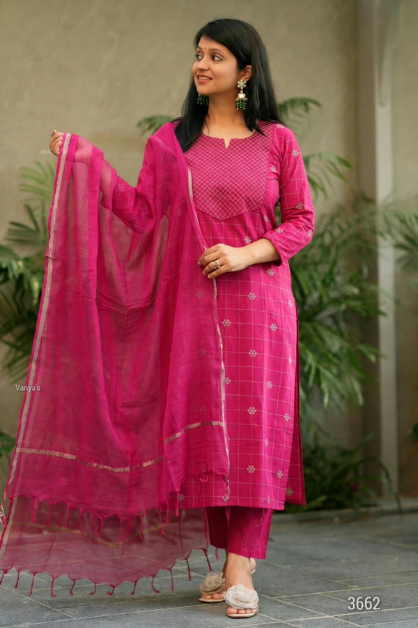 Sutra Pure Handloom Jacquard South Cotton Suit Set