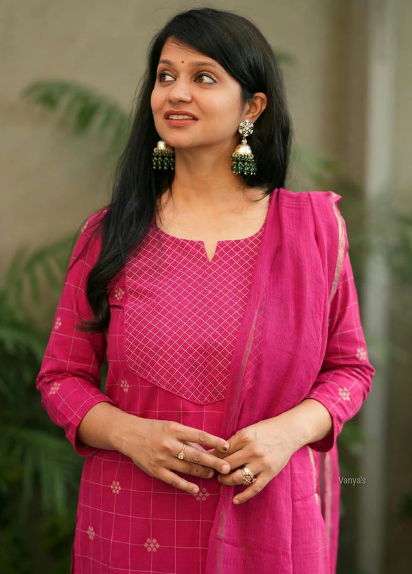 Sutra Pure Handloom Jacquard South Cotton Suit Set