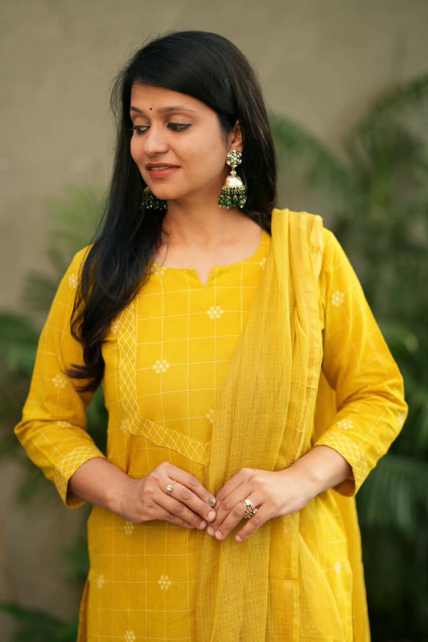 Sutra Pure Handloom Jacquard South Cotton Suit Set