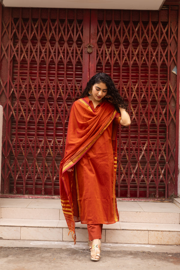 Rust Aura – Narayanpeth Cotton Suit Set