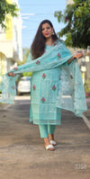 Meenakshi Aqua Embroidered Kota Doria