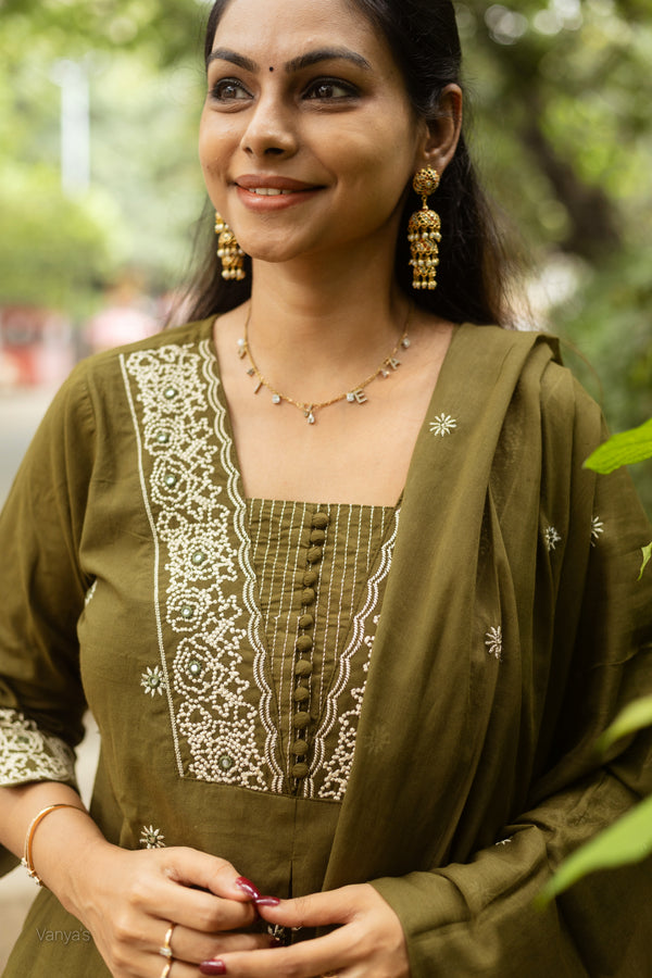 Saanjh Pure Cotton Embroidery Suit Sets- Two colours