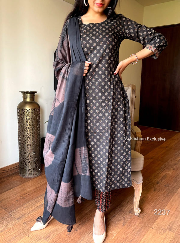 Brown bagru cotton suit sets