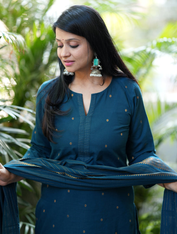 Vanaja Chettinad Handloom zari work Suit sets-Two Colour