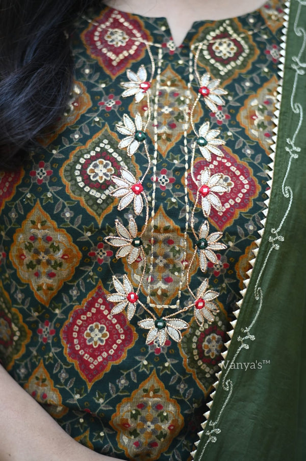 Olive Kashmiri Charm Kurta Set-green