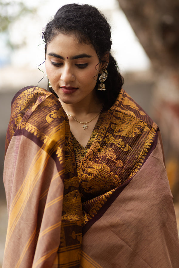 Bhumi Sutra kanchi pattu cotton Suit Set- pure pattu with lining