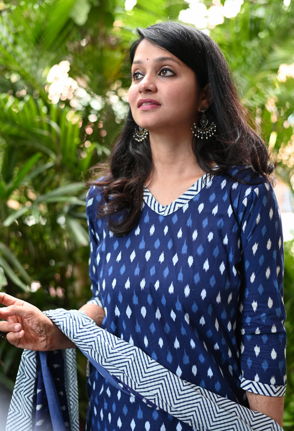 : Indigo Ikat Magic Kurta Set