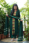 Narayanpeth Rajeshwari Handloom cotton Suit Set-Green