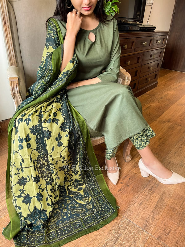 Juniper olive cotton suit sets