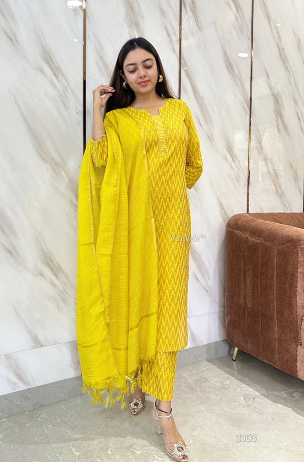 Ikkath yellow handloom cotton-buy1get1
