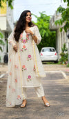 Phulwari Embroidery Kota Doria Suit- Mint and Cream