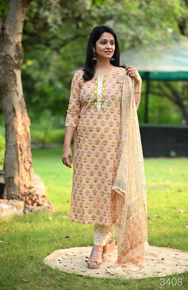 Vinaya Sanganeri Hand Block Cotton Suit Sets