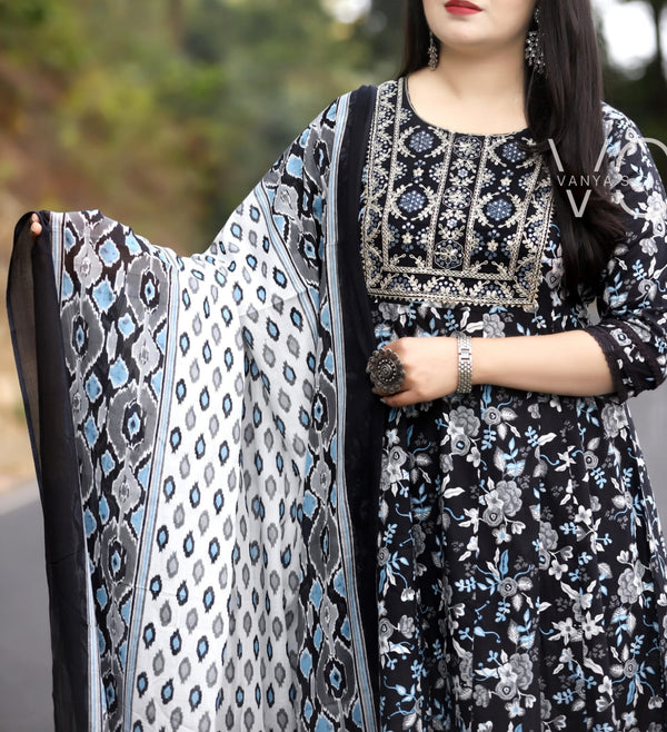 Norrish black anarkali suit sets-Buy1Get1