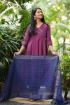 Manitri Purple & Blue Anarkali south cotton