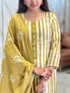 Yellow batik silk suit with lining