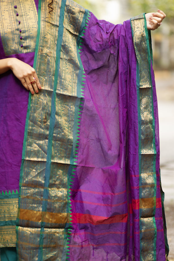Varsha Sutra kanchi pattu cotton Suit Set- pure pattu with lining