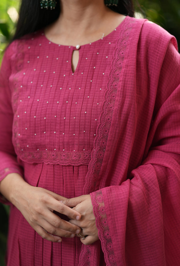 Pankuri Soft Kota doria A line Suit Sets