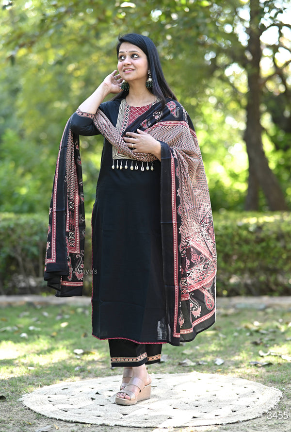 Raji Black Cotton suit sets