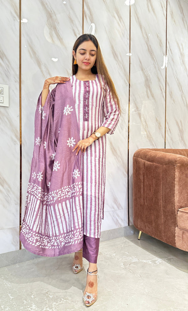 Pink batik silk suits with lining